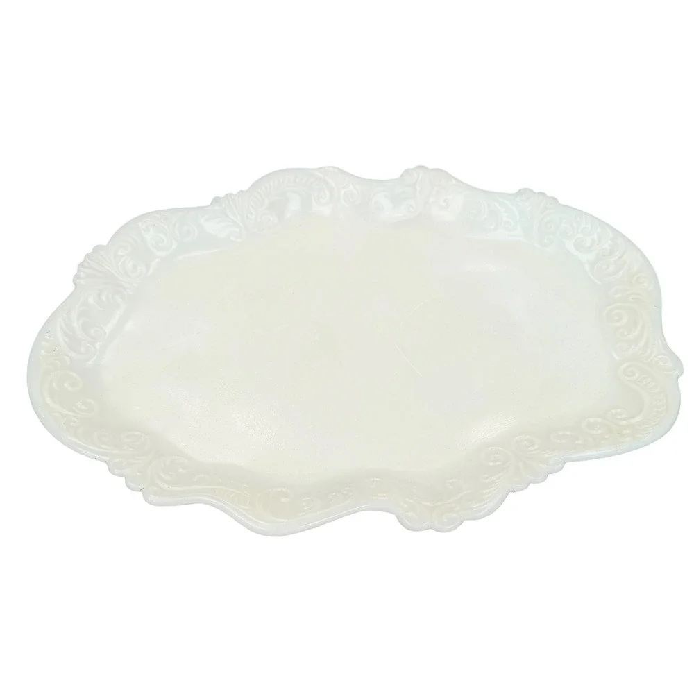 Westmoreland Milk Glass Princess Feather Oval Platter Tray Opalescent White 12in